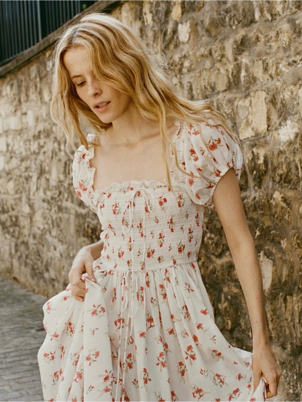 DOEN Stanza Dress in Sweet Abelia Floral, Midi Maxi Floral Dress, Size S